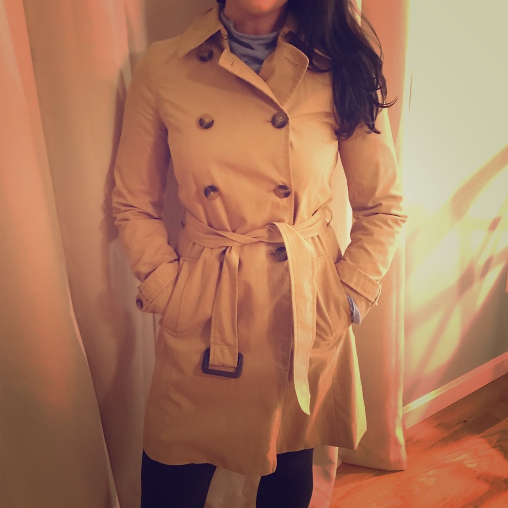 J.Crew trench-coat: tan double-breasted &worn once